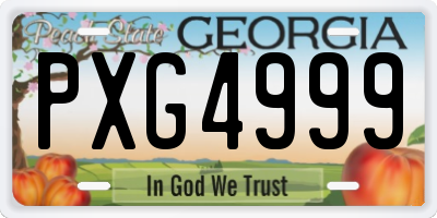 GA license plate PXG4999