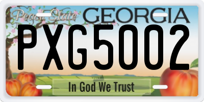 GA license plate PXG5002
