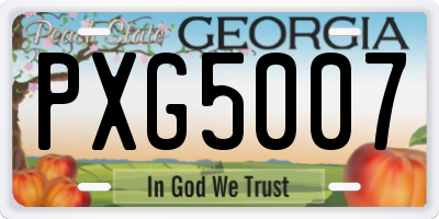 GA license plate PXG5007