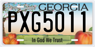 GA license plate PXG5011