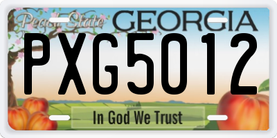 GA license plate PXG5012