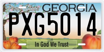 GA license plate PXG5014