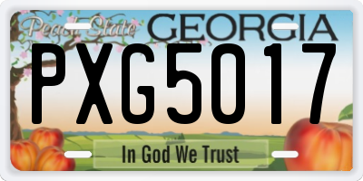 GA license plate PXG5017