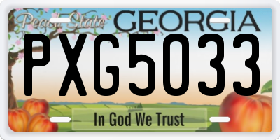 GA license plate PXG5033