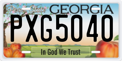 GA license plate PXG5040
