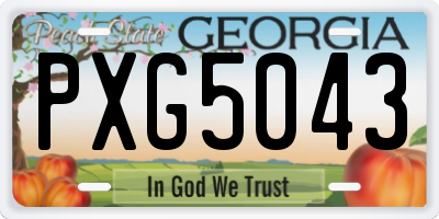 GA license plate PXG5043
