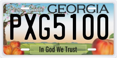 GA license plate PXG5100