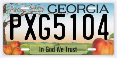 GA license plate PXG5104