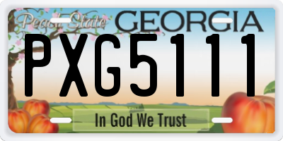 GA license plate PXG5111