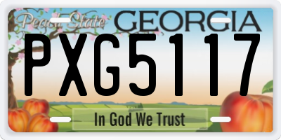 GA license plate PXG5117