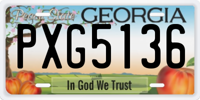 GA license plate PXG5136