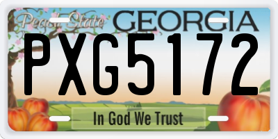 GA license plate PXG5172