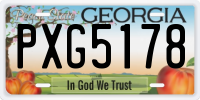 GA license plate PXG5178