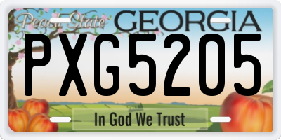 GA license plate PXG5205