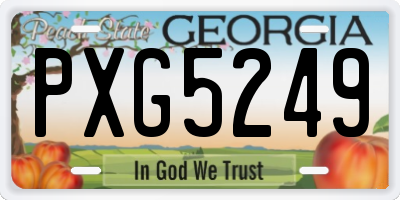 GA license plate PXG5249