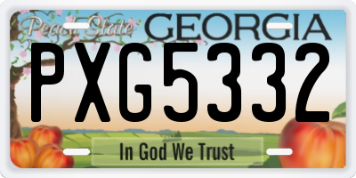 GA license plate PXG5332
