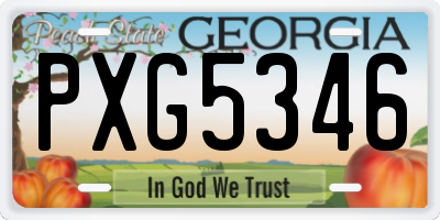 GA license plate PXG5346