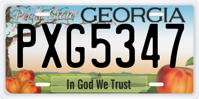 GA license plate PXG5347