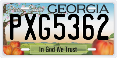 GA license plate PXG5362