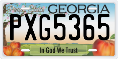 GA license plate PXG5365