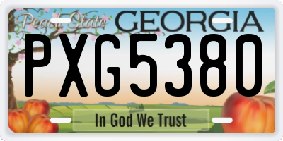 GA license plate PXG5380