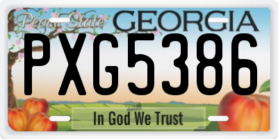 GA license plate PXG5386