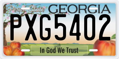 GA license plate PXG5402