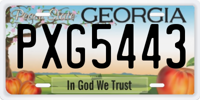 GA license plate PXG5443