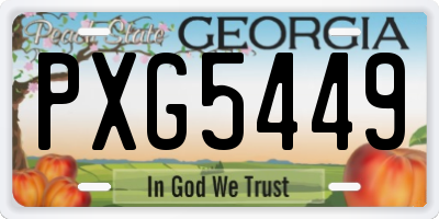 GA license plate PXG5449