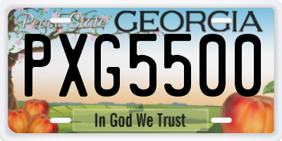 GA license plate PXG5500