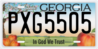 GA license plate PXG5505