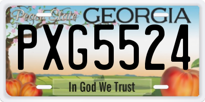 GA license plate PXG5524