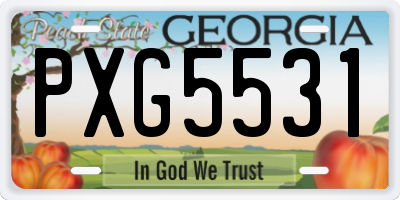 GA license plate PXG5531