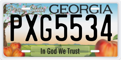 GA license plate PXG5534