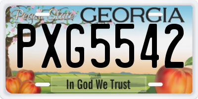 GA license plate PXG5542