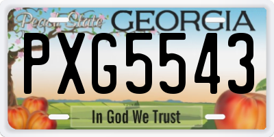 GA license plate PXG5543