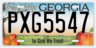 GA license plate PXG5547