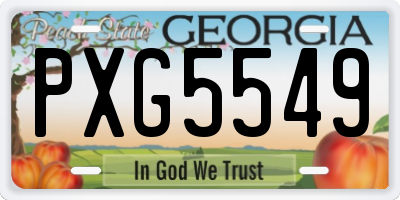 GA license plate PXG5549