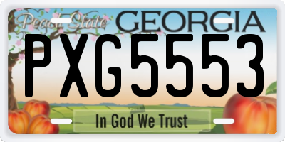 GA license plate PXG5553