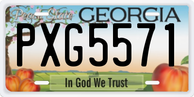 GA license plate PXG5571