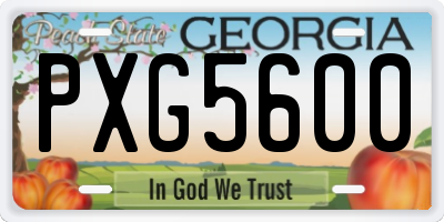 GA license plate PXG5600