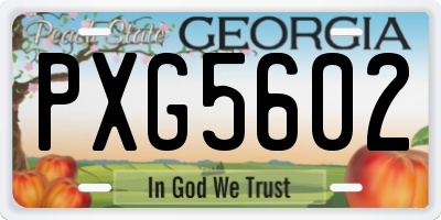 GA license plate PXG5602