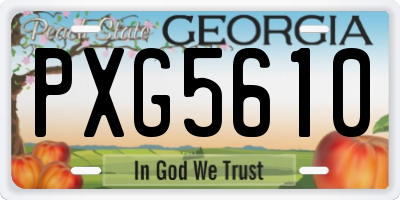 GA license plate PXG5610