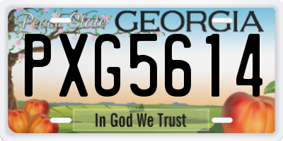 GA license plate PXG5614