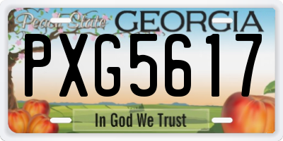 GA license plate PXG5617