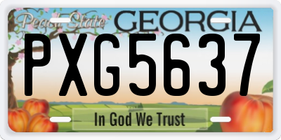GA license plate PXG5637