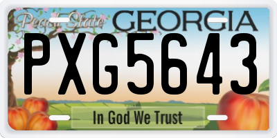 GA license plate PXG5643