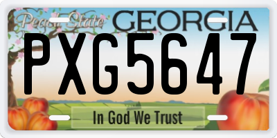 GA license plate PXG5647