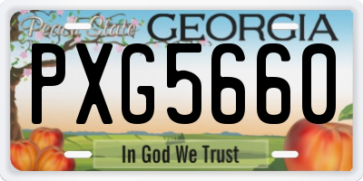 GA license plate PXG5660