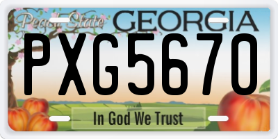 GA license plate PXG5670